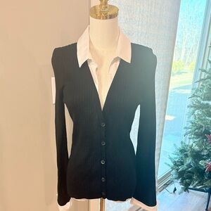 Maeve Black Button-Up Sweater